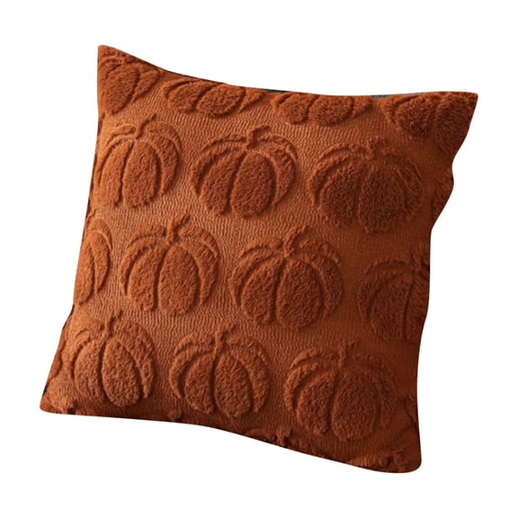 Body Pillow Pillowcase,Velvet Pillow Covers for Halloween Decorations Indoor Pumpkin Pattern Throw Pillow Cover for Autumn Harvest Home Decor 17.7"x17.7" (Brown,1PC)