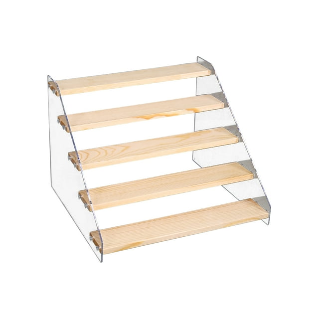 Estante de exhibición de escalera de madera, armario organizador de encimera para juguetes, cosméticos, especias de cocina
