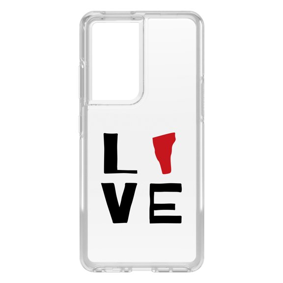 DistinctInk Clear Shockproof Hybrid Case for Galaxy S21 ULTRA 5G (6.8" Screen) - TPU Bumper Acrylic Back Tempered Glass Screen Protector - Vermont - Love Red & Black