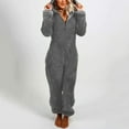 thumbnail image 2 of Combinaison à Manches Longues pour Femmes Pyjama à Capuche Chaud d'Hiver Vêtements de Nuit Décontractés, 2 of 2