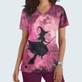 thumbnail image 2 of SwiftWear Halloween Witch Print Scrubs Tops for Women Nursing Scrubs Work Uniform V Neck Short Sleeve Nurse Scrub with Pockets L, 2 of 5