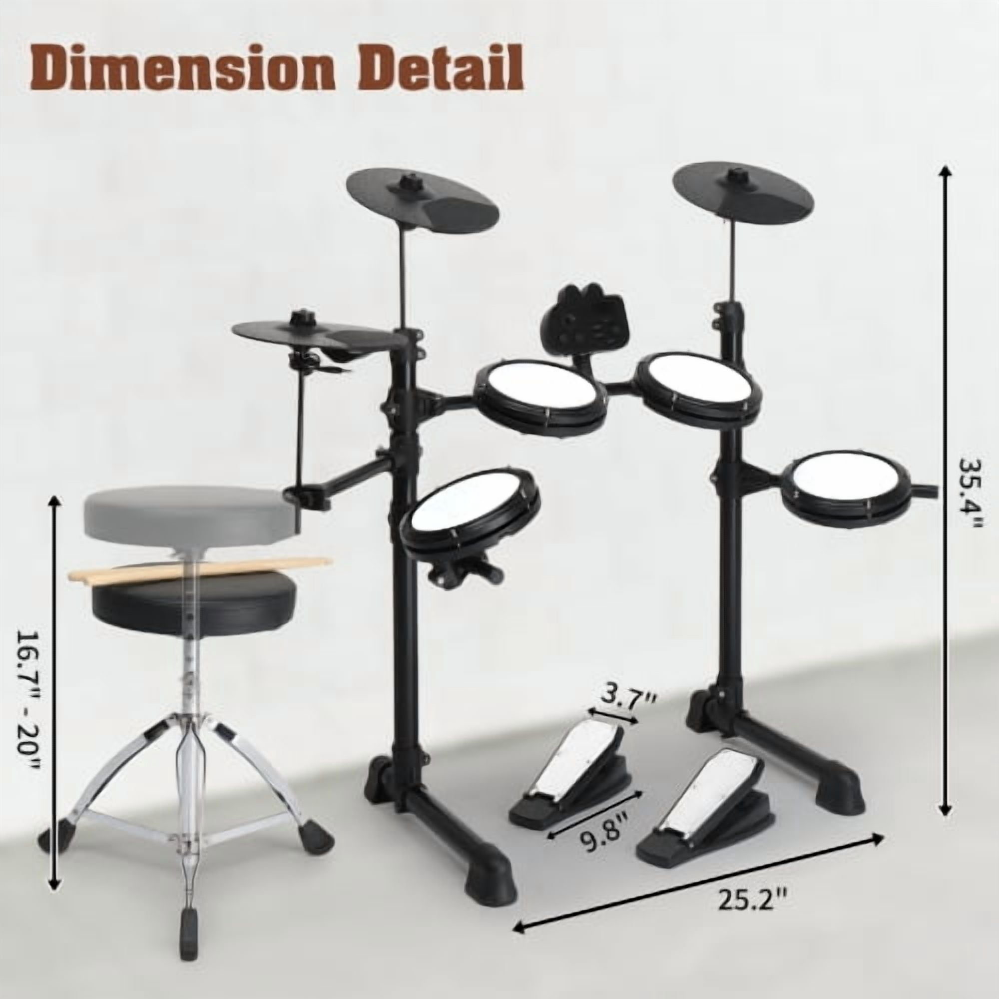 Ktaxon Electronic Drum Set for Beginner with 4 x 7in Drum Pads, 3x 10in Cymbals, 150  Sounds, Drum Module, Headphones, Drumsticks