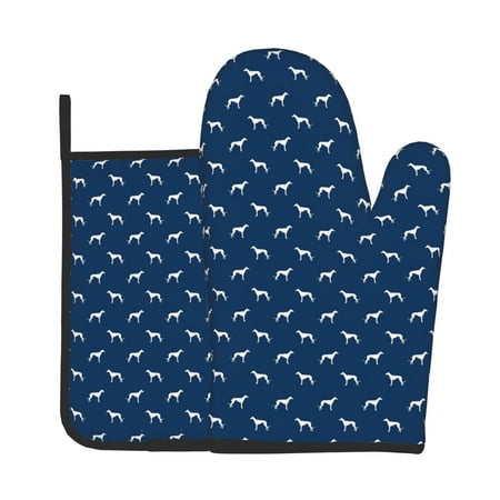 

Oven Gloves Hot Pads For Kitchen Decor Navy Blue Greyhound Dog Silhouette Heat Resistant 2pcs For Cooking Baking Bbq