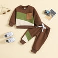 thumbnail image 2 of Durtebeua Toddler Baby Boy Clothes Cute Long Sleeve Sweatshirt Tops and Pants Fall Winter Outfit Z15-Brown,12-18 Months, 2 of 5