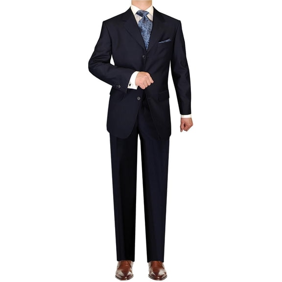 Mens Side Vent 2-piece Dk Navy Cotton Classic Fit Suit DTI