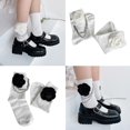 thumbnail image 5 of Calcetines góticos punk para mujer, medias de tubo Harajuku con cadena de flores de Camelia sintética, 5 of 5
