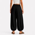 thumbnail image 4 of Women's Soft Casual Elastic Waist Lantern Pants Loose Baggy Harem Trousers with Cuffed Ankles for Walking Lounge Wear, 4 of 7