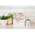 thumbnail image 4 of First Coffee Please Pink Shells 10 x 10 Wood Tabletop Sign Plaque, 4 of 4