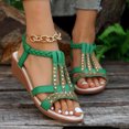 thumbnail image 6 of Samickarr Summer Sandals For Women Indoor And Outdoor Wide Women's Fish-mouth Slip- Slope Heel Shoes Casual Bohemian Rhinestone Roman Sandals, 6 of 7
