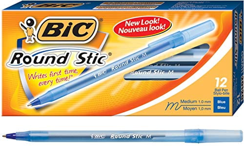 Details about   Lot of 12 BIC Round Stic Xtra Life Med Ballpoint Pen Blue 10/Pack-120 Total 
