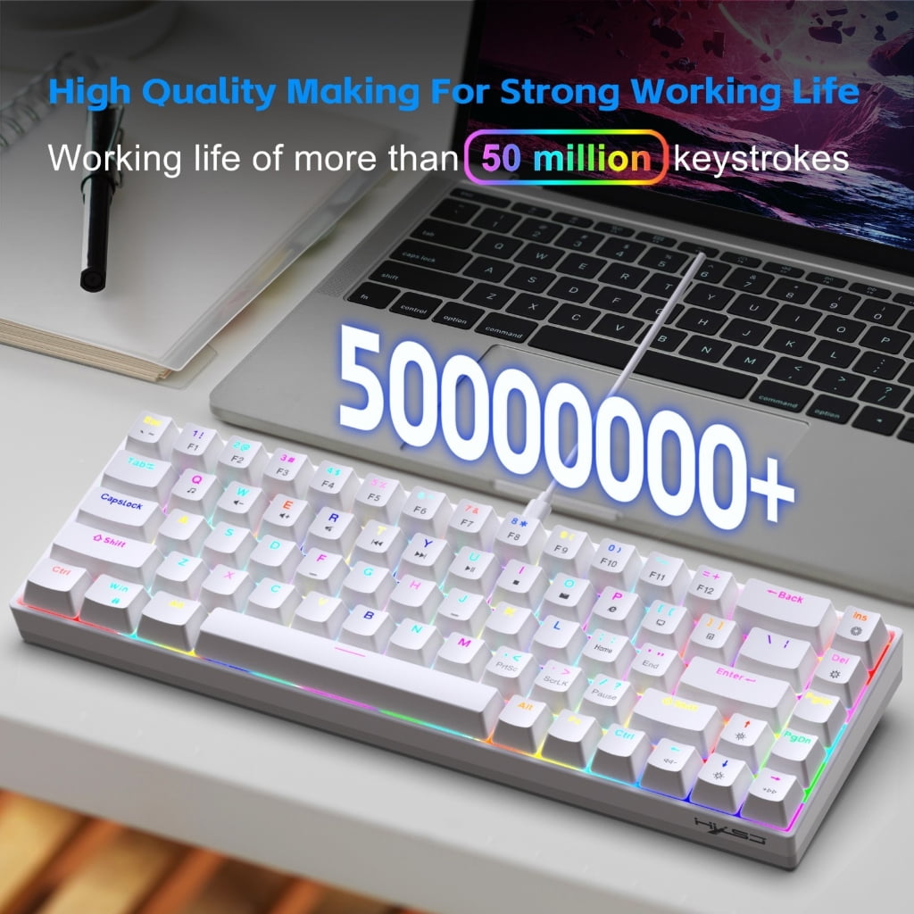 Color Gaming Keyboard Detachable USB C Cable 1.75m Braided Cord Double Shot Keycap