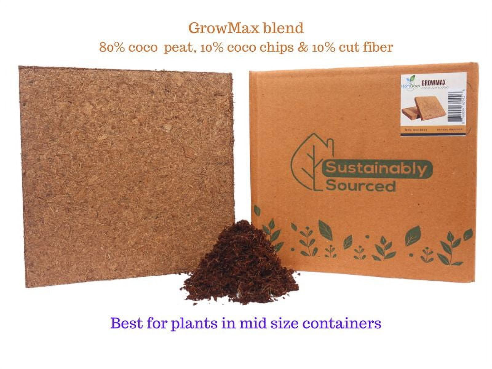 Coco coir blocks - GrowMax blend (5x1 kg), expands to 2.5 cu ft