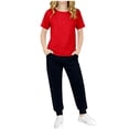 thumbnail image 1 of Conjunto de Pantalones de Dos Piezas de Color Sólido de Manga Corta para Niños con Pantalones a Juego, Traje de Verano Casual para Niños Y Niñas de Uso Diario, 1 of 6