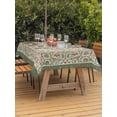 thumbnail image 4 of 60x84 Inch Outdoor Tablecloth with Umbrella Hole Zipper Rectangle Abstract Flowers Print Rectangular Tablecloths Waterproof Retro Bohemia Ethnic Botanical Style Patio Table Cloth Cover for Picnic, 4 of 8