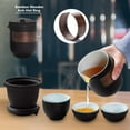 thumbnail image 6 of Ceramic Teapot Travel Tea Set: Portable Tea Set with Travel Bag, 1 Pot 2 Cups Porcelain Tea Cup Set, Mini Tea Pot Set for Home Office Outdoor Camping Picnic (Black 3Cups), 6 of 7