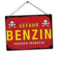 thumbnail image 1 of Letrero de pared de aluminio y metal con la leyenda "Peligro alemán: gasolina, Segunda Guerra Mundial, aspecto desgastado, Alemania", advertencia, tamaño: 12 x 16 PULGADAS, 1 of 5