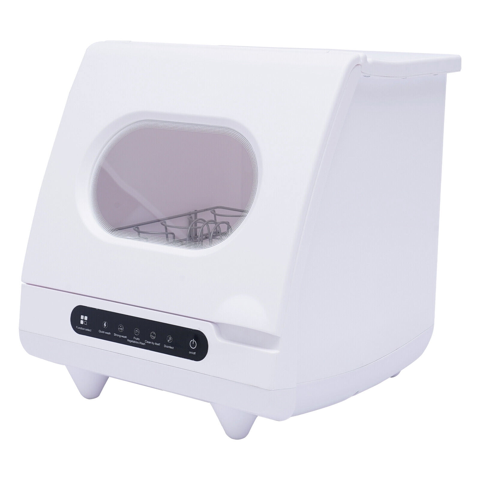 White 800W Dishwasher for Cleaning Vegetables and Fruits 15.6*15.4*16.9in Wash 6 Sets of Tableware at Once
