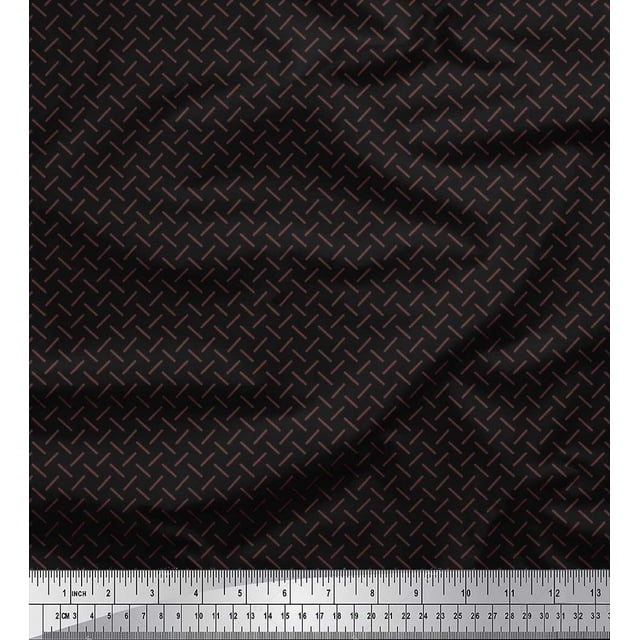 Soimoi Poly Georgette Fabric Diagonal Line Geometric Printed Fabric 1 Yard 52 Inch Wide