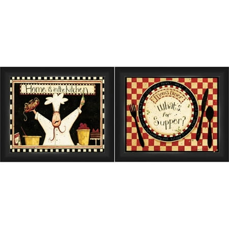  Framed  Graphic Home Kitchen  Wall  Art  Black Frame Set 