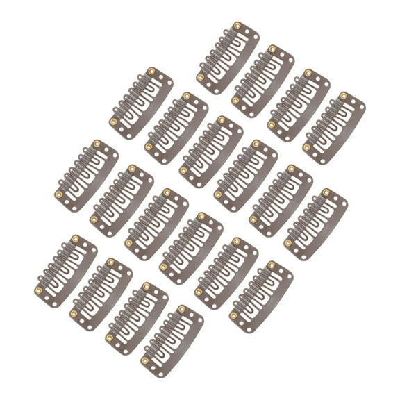 Unique Bargains 20 Pcs U Shape Snap Wig Clips for Hair Extension Brown