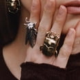 thumbnail image 4 of Vintage Beetle Insect Statement Ring for Women Men Adjustable Expandable Pest Moth Animal Halloween Wide Wrap Band Rings Comfort Fit Creative Holiday Jewelry, 4 of 6