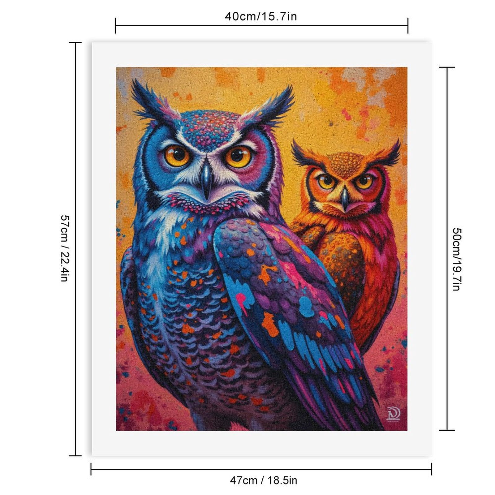 Paint By Numbers Kit for Adults Beginner - DIY Colorful Owl Duo Art Fantasy Canvas Painting Kits for Adults, Frameless Paint By Number for Adults for Home Wall Decor 16x20 Inch