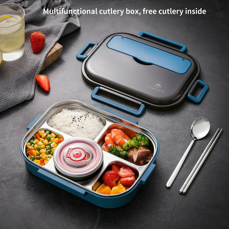 TureClos Portable Lunch Box 5 Compartments Divided Lunch Box Insulated Food  Storage Container with Soup Bowl Chopsticks Spoon for Home Office Outdoor 