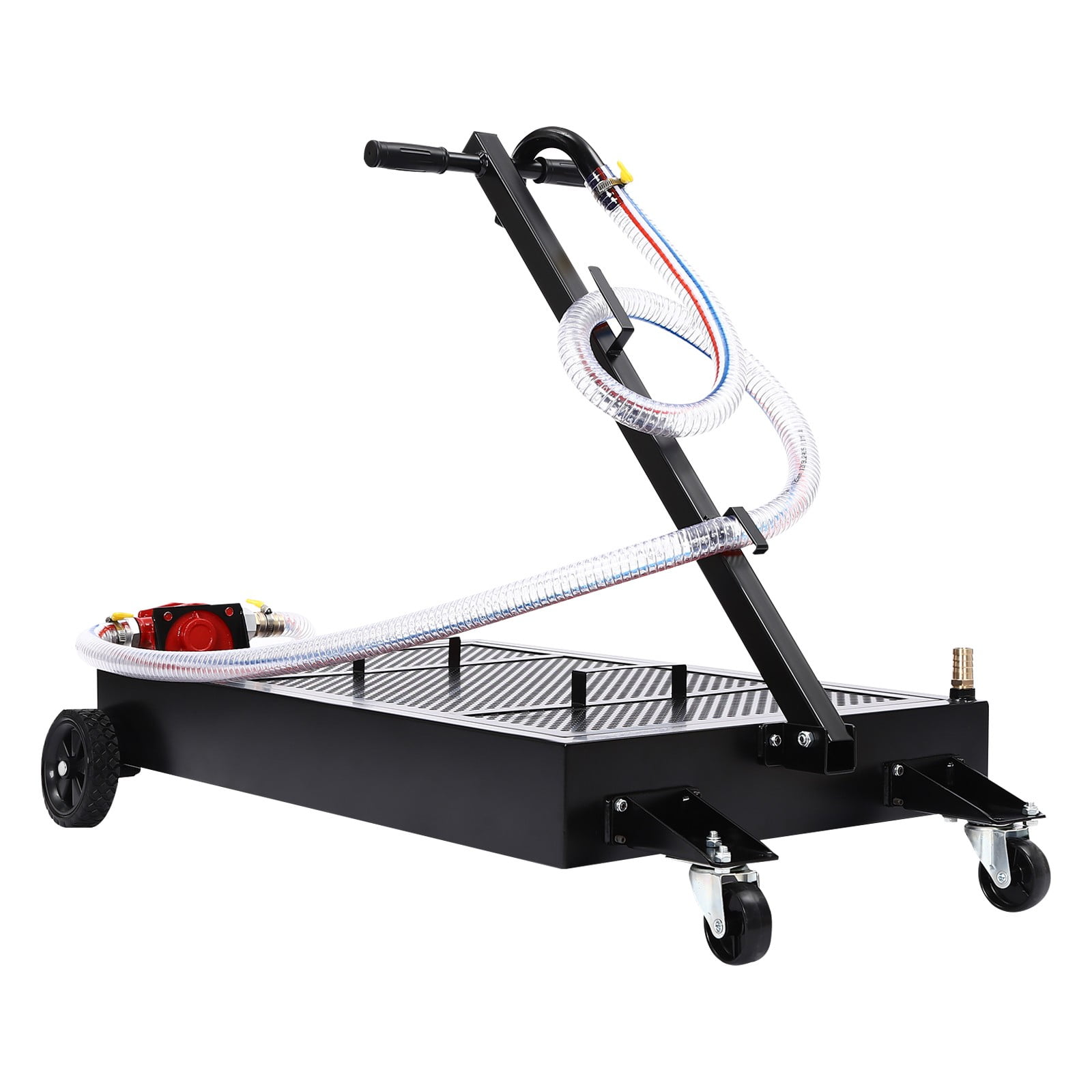 DENEST Oil Drain Pan 15 Gallon Oil Drain Tank Oil Change Pan with Manual Rotary Pump