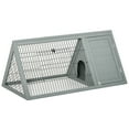 thumbnail image 3 of PawHut 46" x 24" Wooden A-Frame Outdoor Rabbit Cage Small Animal Hutch with Outside Run & Ventilating Wire, Gray, 3 of 10