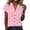 Pink, variant on Women's Summer Short Sleeve Button Down Shirt Casual V Neck Linen Blend Blouse with Pocket Pink 2XL