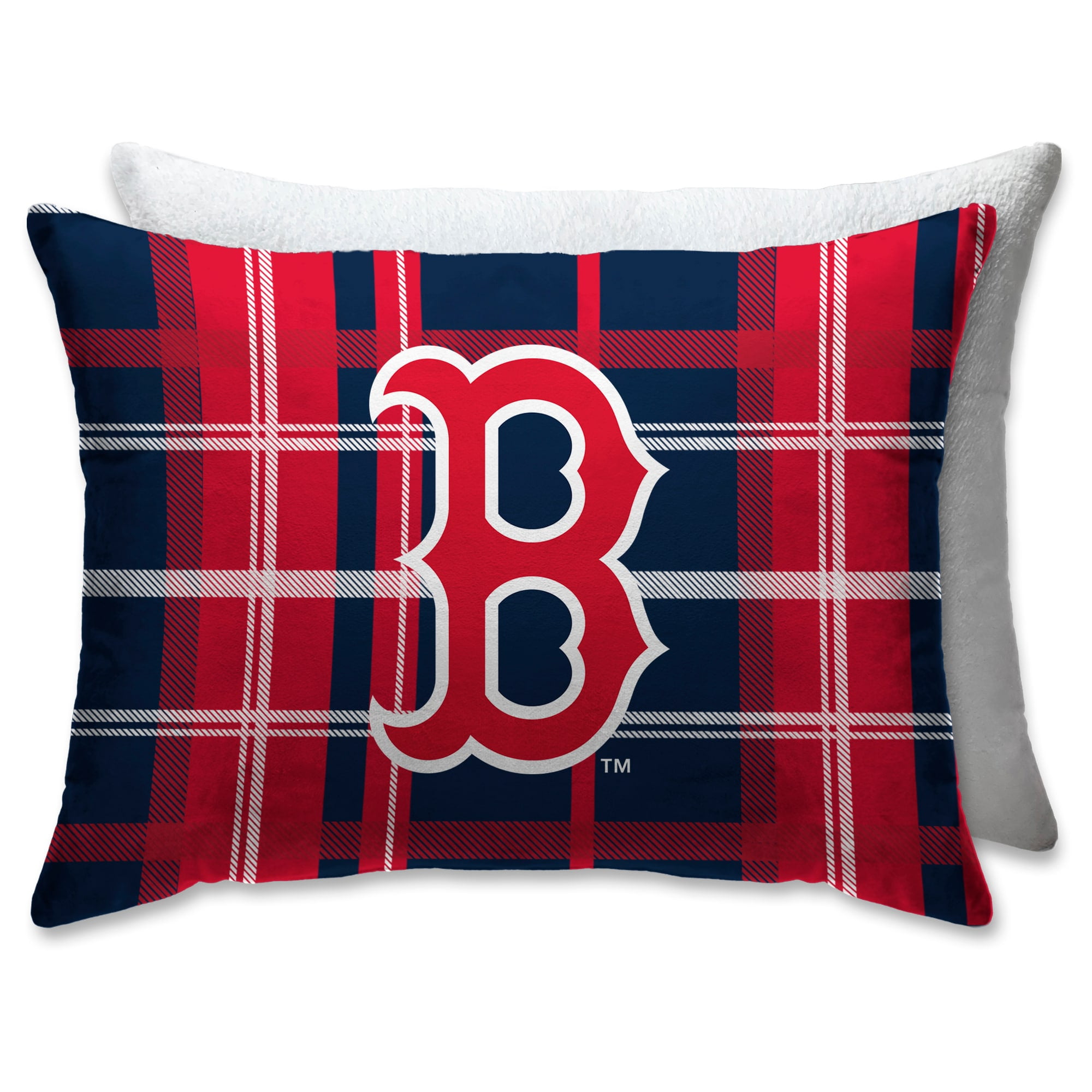 Boston Red Sox Plaid Plush Sherpa Bed Pillow