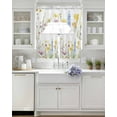 thumbnail image 4 of Verdant Flower Patterns Kitchen Curtains Swag Valance and Tier Curtains Set 24 Inch Length, Farmhouse Botanical Rod Pocket Drape Panels Pair Swag Curtain for Bathroom/Cafe/Window, 4 of 6