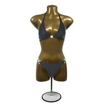 DisplayTown Gold Female Mannequin Long Torso with Stand Dress Form Tshirt Display Countertop Hollow Back Body with Metal Pole & Hanging Hook S-M Clothing Sizes (Set of 1)