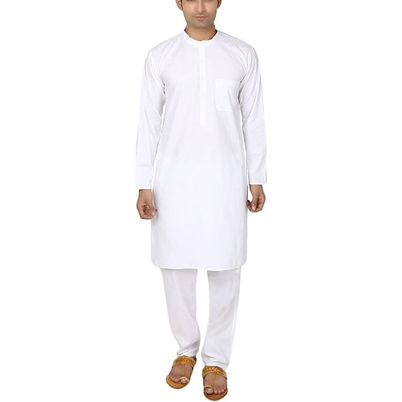 Royal Kurta Men's White 100% Pure Cotton Kurta Pyjama Set
