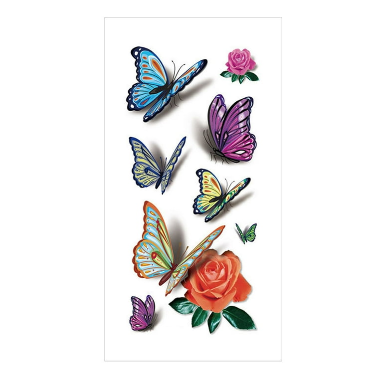 HSMQHJWE Tattoo compatible with Machine Kit Ink Star Butterfly Temporary  Tattoo 3D Stickers Tattoo Butterflies And Flowers Temporary Tattoos  Stickers Colorful Body Tattoo Tray Cover 