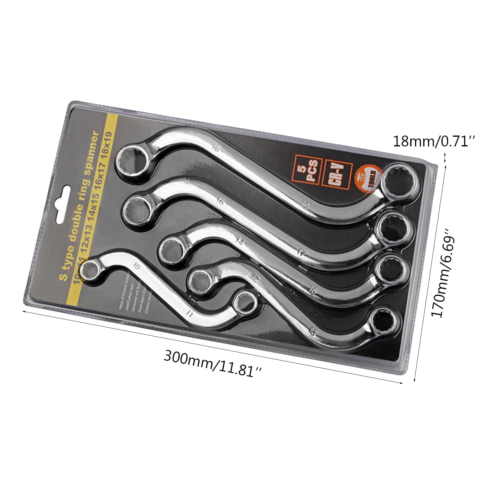 5x Double-headed Wrench Set Portable S-Shape Wrench Auto Repairing Tool for Home