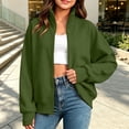 thumbnail image 6 of Mitankcoo Girls Full‑Zip Jacket Stand Collar Raglan Sleeve Sweatshirt Coat with Thumb Holes & Pockets Casual Loose Outerwear, 6 of 7