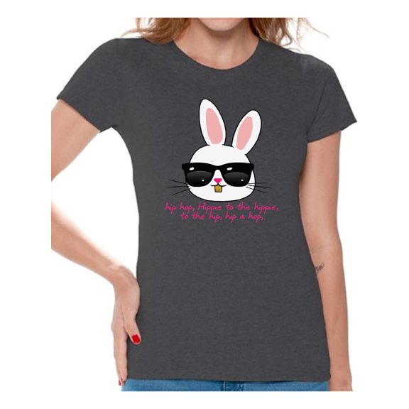 Awkward Styles Hip Hop Easter Bunny Shirt Easter T Shirt Women Easter Bunny Tshirt Easter Gifts for Her Easter Holiday Party Happy Easter Shirts Funny Easter Bunny Tshirt Cool Easter Bunny Shirt