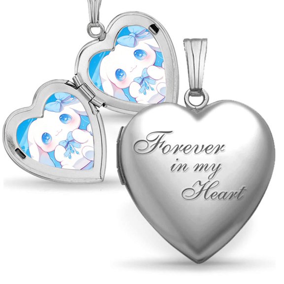 Cinnamoroll Love Locket Necklace, Can Hold Photos Polished Locket Necklace Birthday Gift