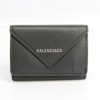 Authenticated Used Balenciaga Paper Mini Wallet 504564 Unisex Leather Wallet (tri-fold) Gray