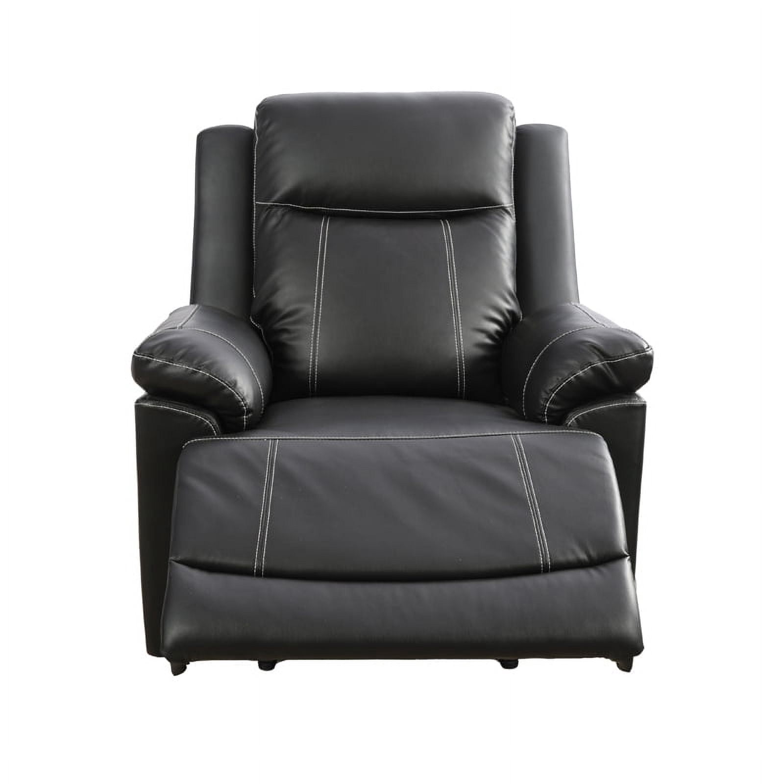 TrumanPick Manual PU Leather Recliner Chair,Overstuffed Recliner Sofa Armchair Home Theater for Living Room, Black