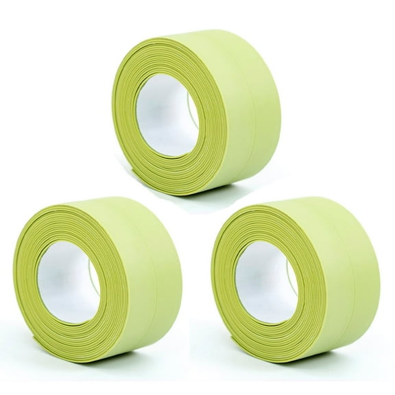 Caulk Tape - Self Adhesive Waterproof Sealant Strip for Bathroom, Kitchen, Sink, Tub, Shower, Bathtub & Toilet Edge Protection - Easy Peel (Green, 3 Roll)