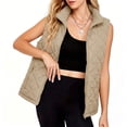 thumbnail image 6 of cocolona Quilted Vest for Women LightWeight Solid Color Basic Sleeveless Jacket Fall Winter Stand Collar Zipper Coat with Pocket, 6 of 6