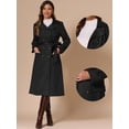 thumbnail image 2 of DARING DIVA Women's Long Faux Suede Fall Winter Trench Coat with Pockets L Black, 2 of 6