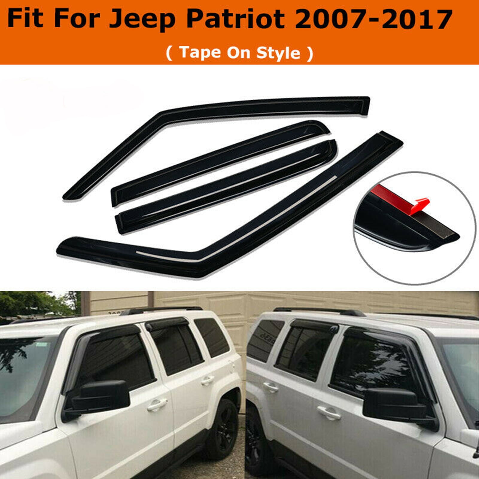 POSSBAY For Jeep Patriot 20072017 4Pcs Smoke Window Visors Rain Guards