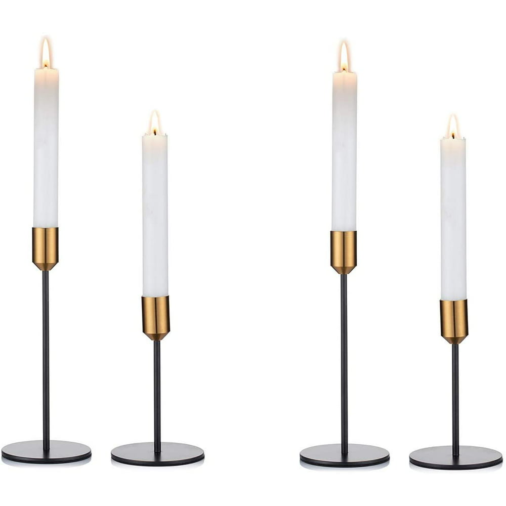 Candlestick Holders Taper Candle Holders, 2 Set(4 Pcs) Gold & Black ...