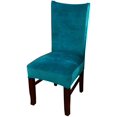 thumbnail image 1 of Velvet Stretch Dining Room Chair Covers, Soft Removable Washable Dining Chair Covers, Set of 2, Peacock Blue, 1 of 7