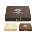 thumbnail image 2 of 10W Wireless Desktop Wooden Charging Board Phone Charger Adapter Electric Clock-Brown, 2 of 5