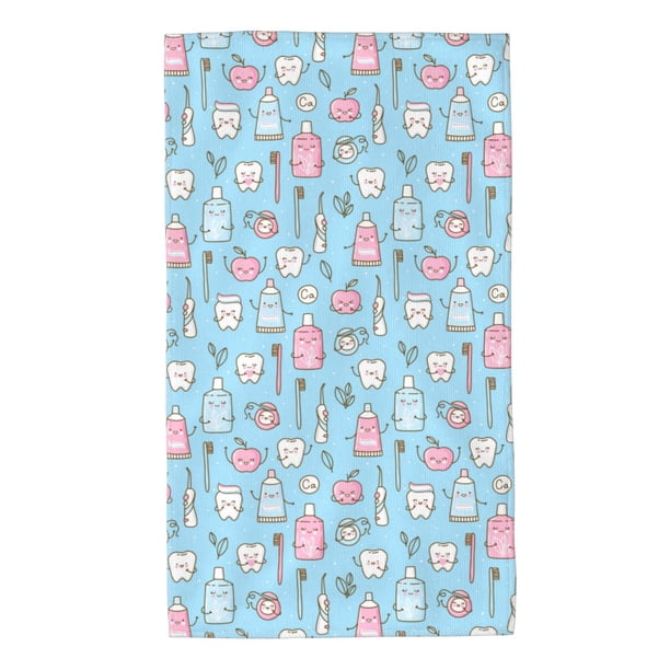 Balery Funny Cute Teeth Toalla de Microfibra Premium con Estampado – 27.5x16 pulgadas, Alta Absorción, Suave y Aterciopelada, Secado Rápido