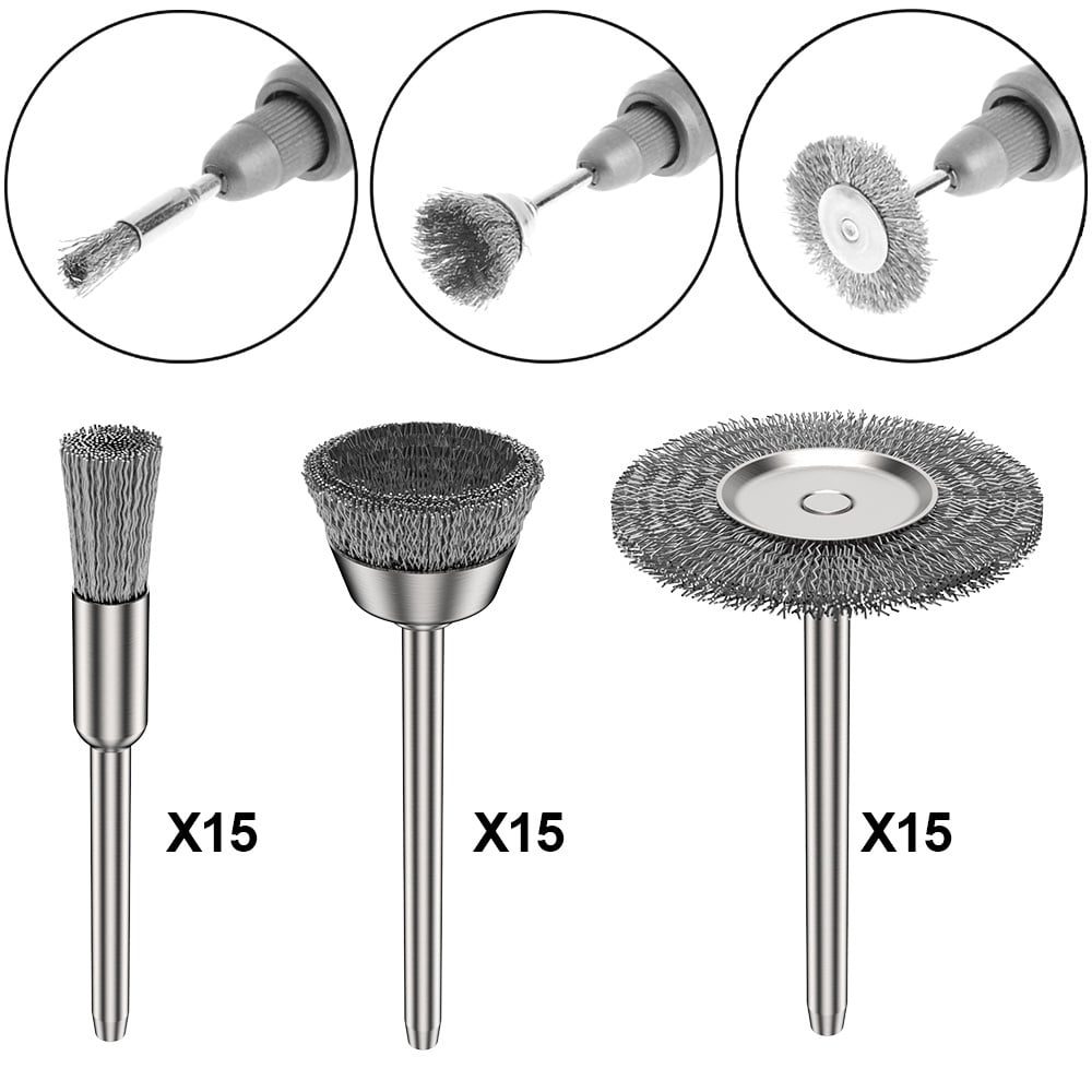 45pcs Steel Wire Wheel Brushes Polishing Set Buffing Accessories